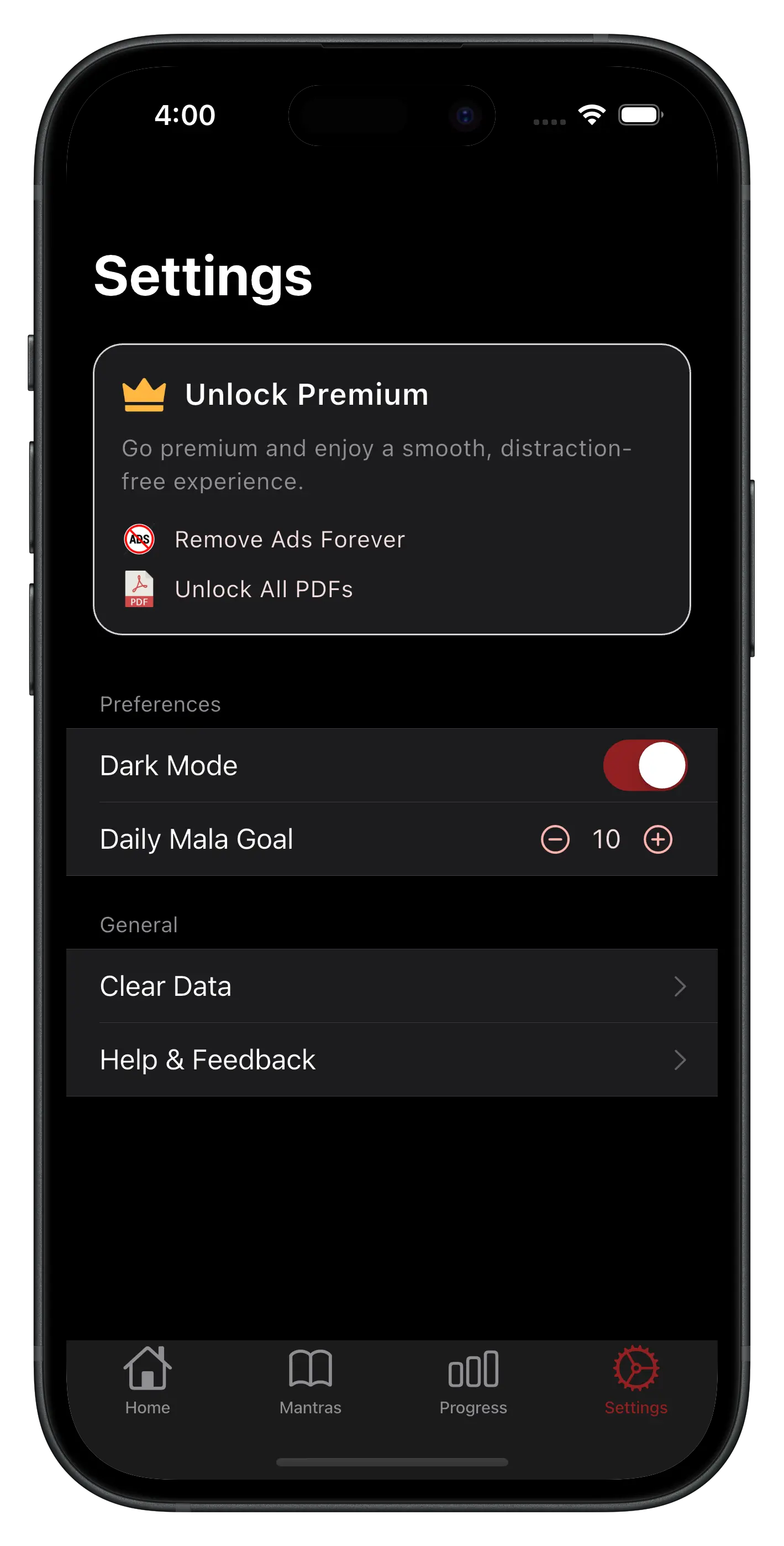 Manage your settings